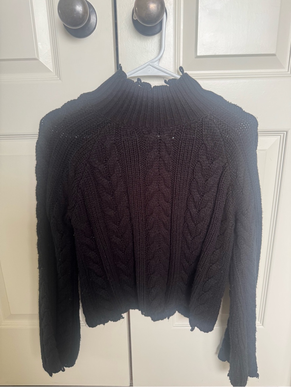 Cotton Candy Black Cable Knit Turtleneck Sweater